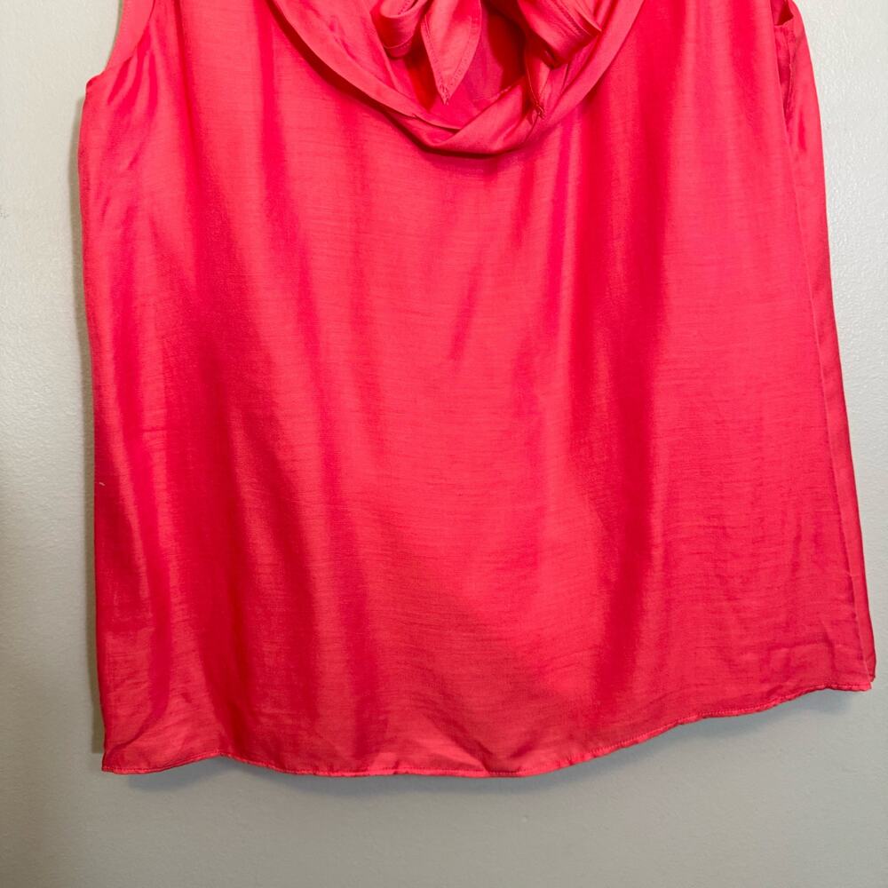 TIBI Blouse Top Womens 8 Silk Blend Bow Tie Cowl Neck Sleeveless Career Pink - Picture 4 of 8